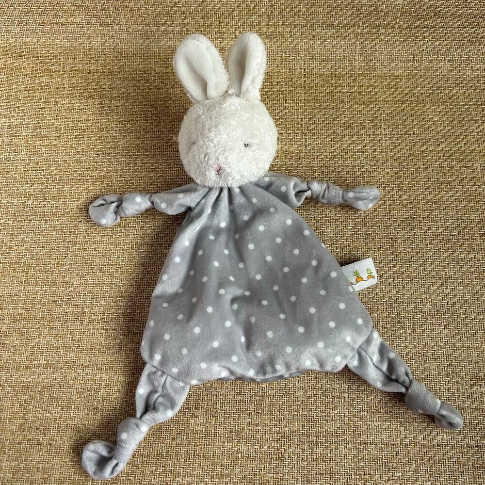 Bunnies By The Bay Bunny Lovey Security Blanket Gray Polka Dot White Rabbit